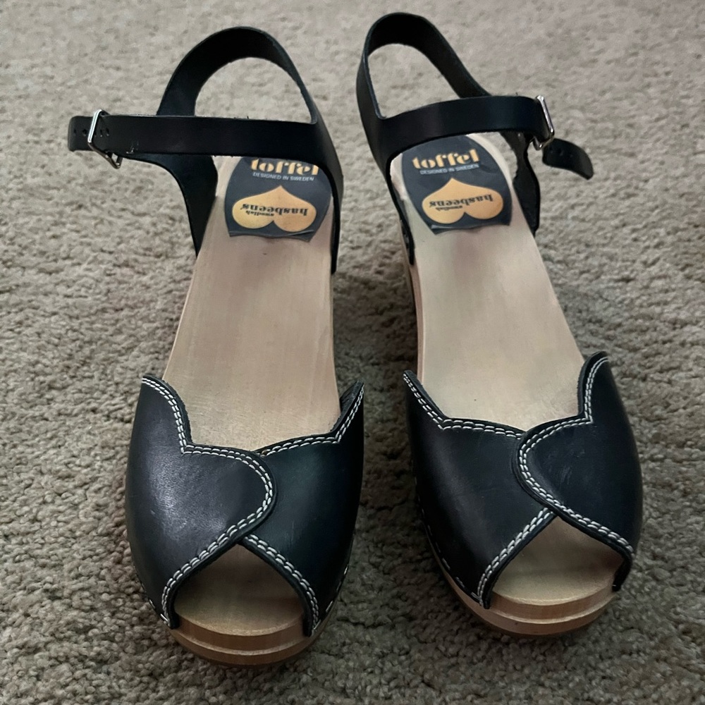 Swedish Hasbeens Lightly Worn Sandals in Black